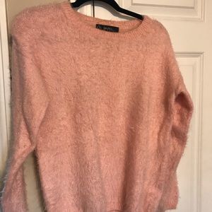 Peach fuzzy sweater Forever 21